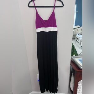 INC International Concepts Pink, White and Black Maxi Dress, Size Small